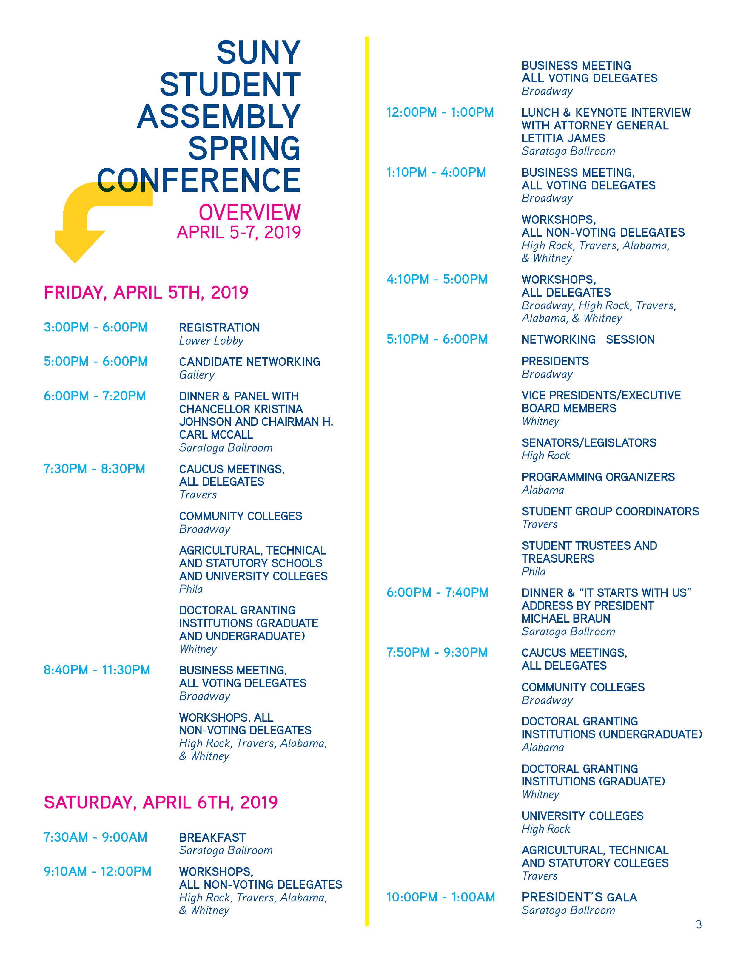 8.5x11 Student Assembly Conference Program (agenda)