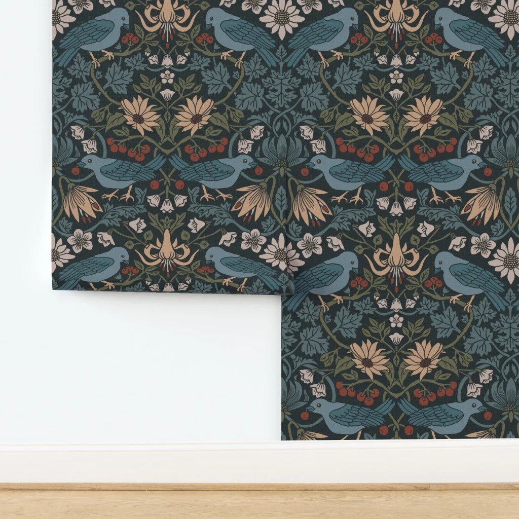 Huckleberry Thief Wallpaper in Timberline Dark