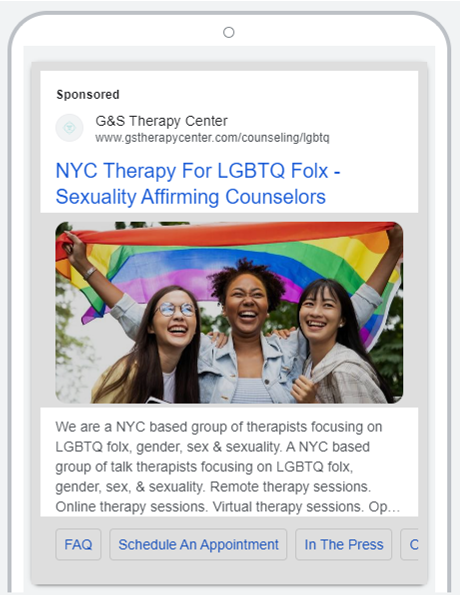 G&amp;S Therapy Center Google Ad Example