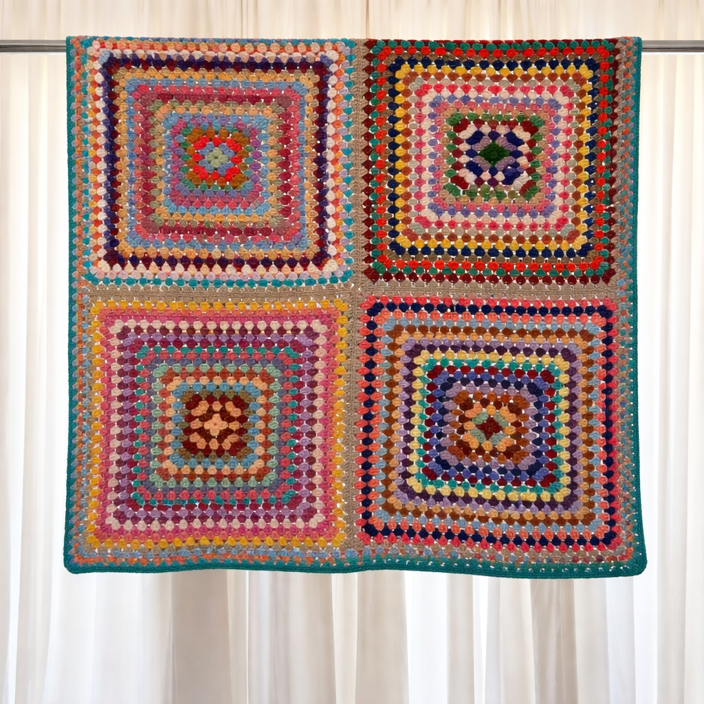 Crochet Granny Square Throw Blanket