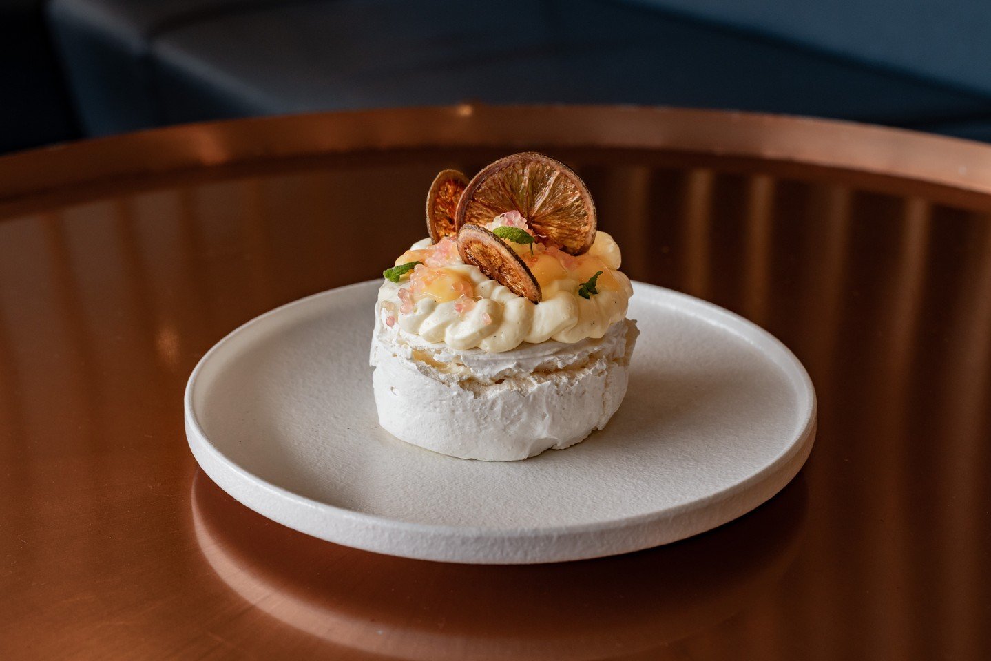 Pavlova, lime curd, vanilla cream and a pop of finger lime caviar 😍