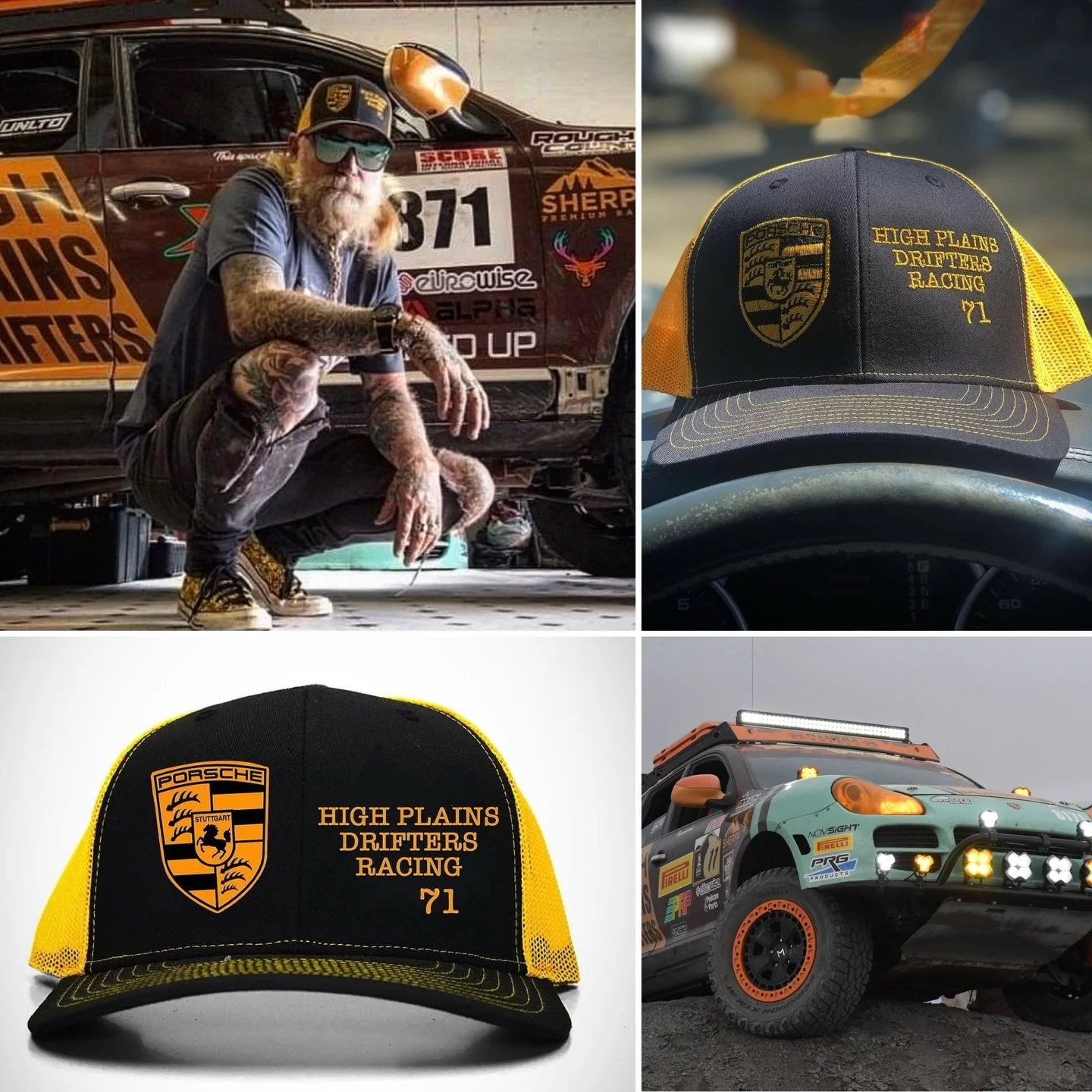 We began with the High Plains Drifters Racing beanie, now introducing his trucker hat! Designed by and worn by 'Extreme Chad' Allender, the hat is available to order on our website!

#porsche #porschecayenne #cayenne #bajaracing #racingporsche