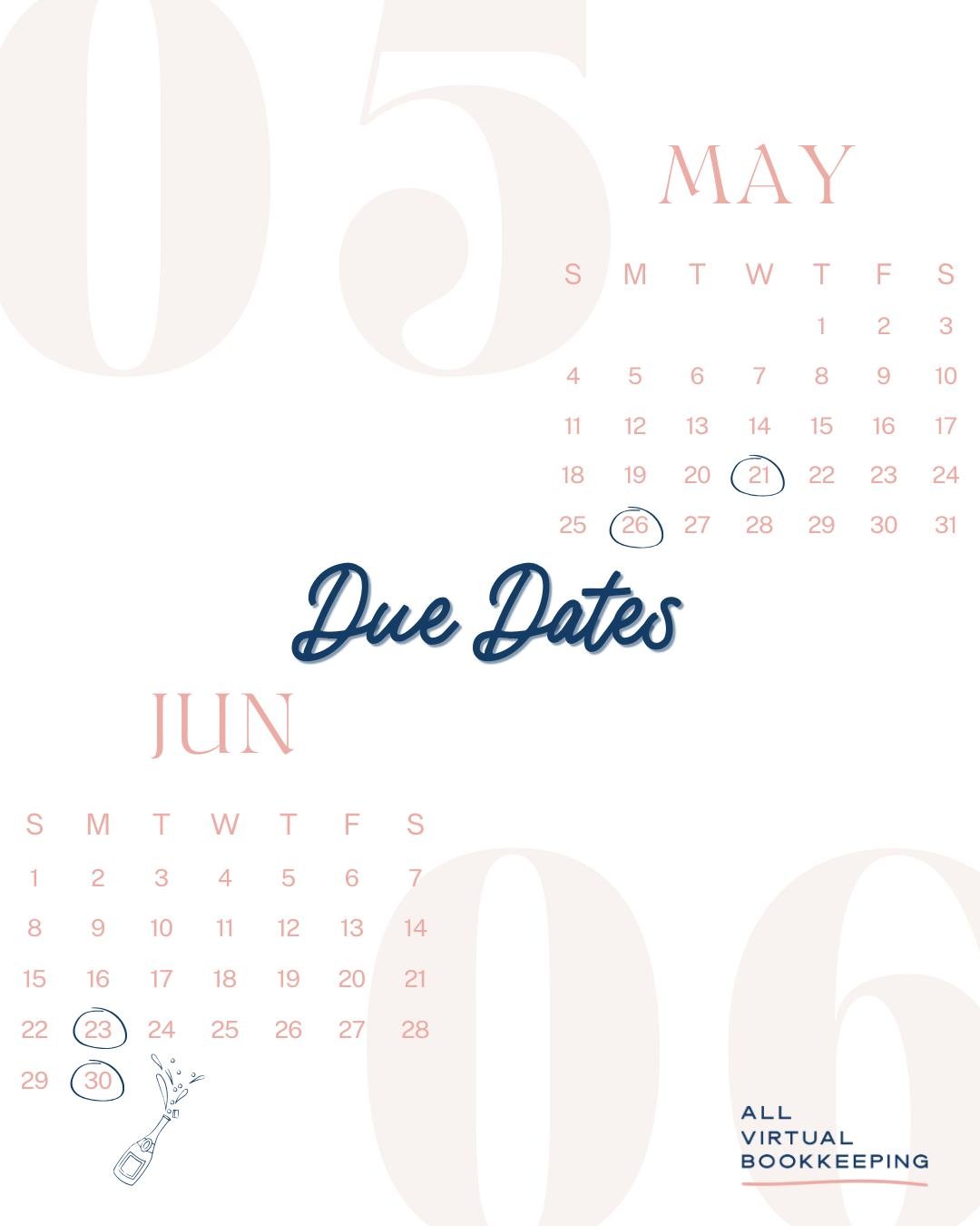 Wait&hellip; how is it already May?! 😳
Justin Timberlake warned us&hellip; and just like that, it's gonna be May 🎤
The year&rsquo;s flying by, so don&rsquo;t let your due dates sneak up on you too.

Swipe through for all your bookkeeping deadlines 