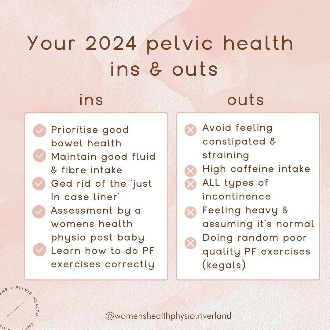 Our 2024 pelvic health resolutions for you&hellip;. Better late than never!

This year leave behind any bad habits &amp; unwanted symptoms! 

Do any of these resonate with you? 

#pelvichealth #bladderandbowels #pelvicfloor #pelvicfloordysfunction #i