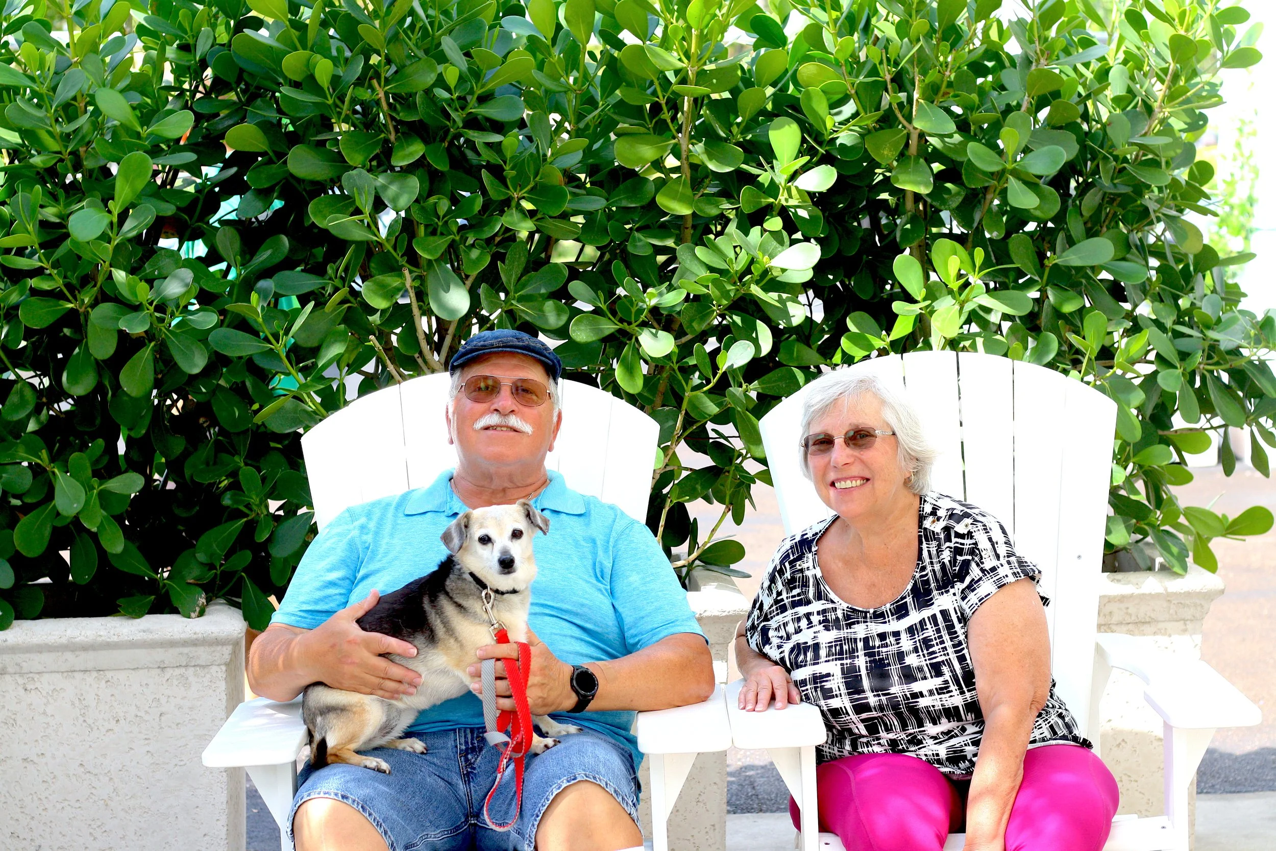 Customers enjoying the outdoor lobby