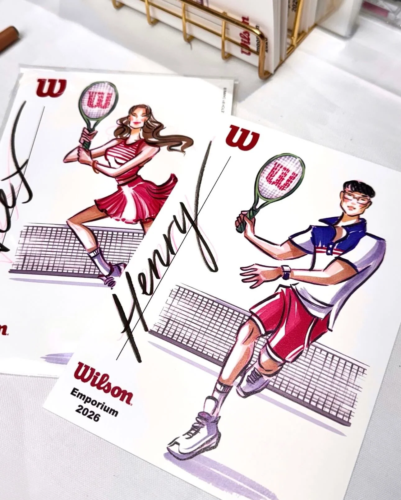 Game. Set. Sketch! Live Illustrating at the @wilsonaustralia store opening at @emporiummelbourne @vicinity_media 
&bull;
Loved creating a memorable connection between guests and Wilson with Live Tennis Portraits.
&bull;
5 minutes is all it took to br