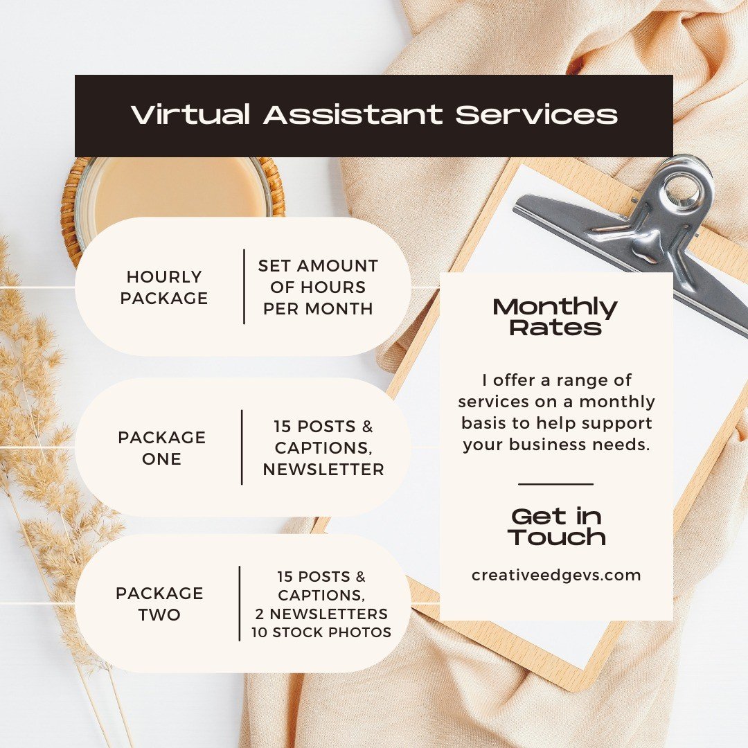 Are you looking for a VA? Check out these services!

Are you interested in learning more? 

Check out my website creativeedgevs.com