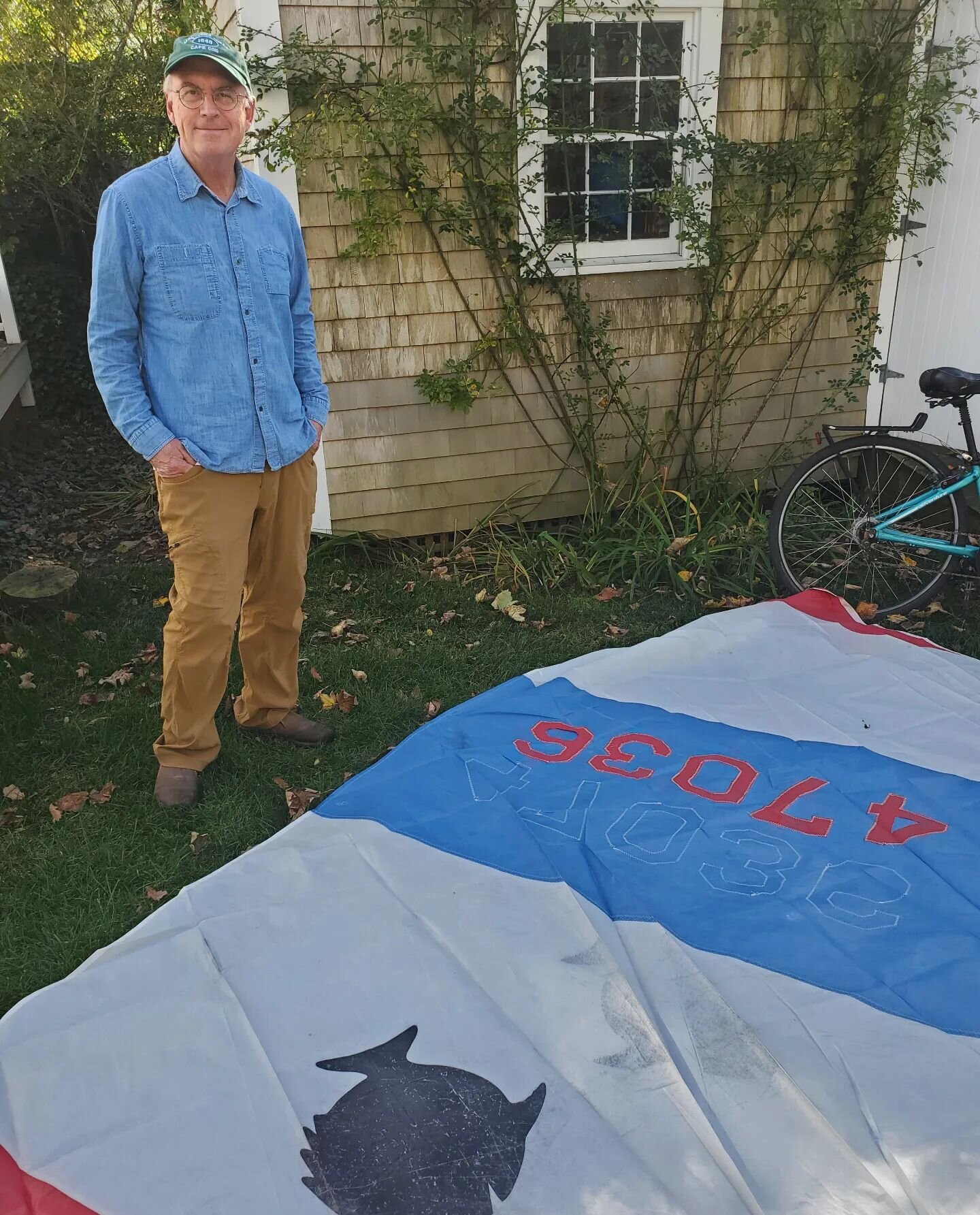 Found in the shed: the sail with which I won the 1978 Sunfish North Americans. Read about it in my sailing memoir SECOND WIND. #secondwind #sunfishsailing