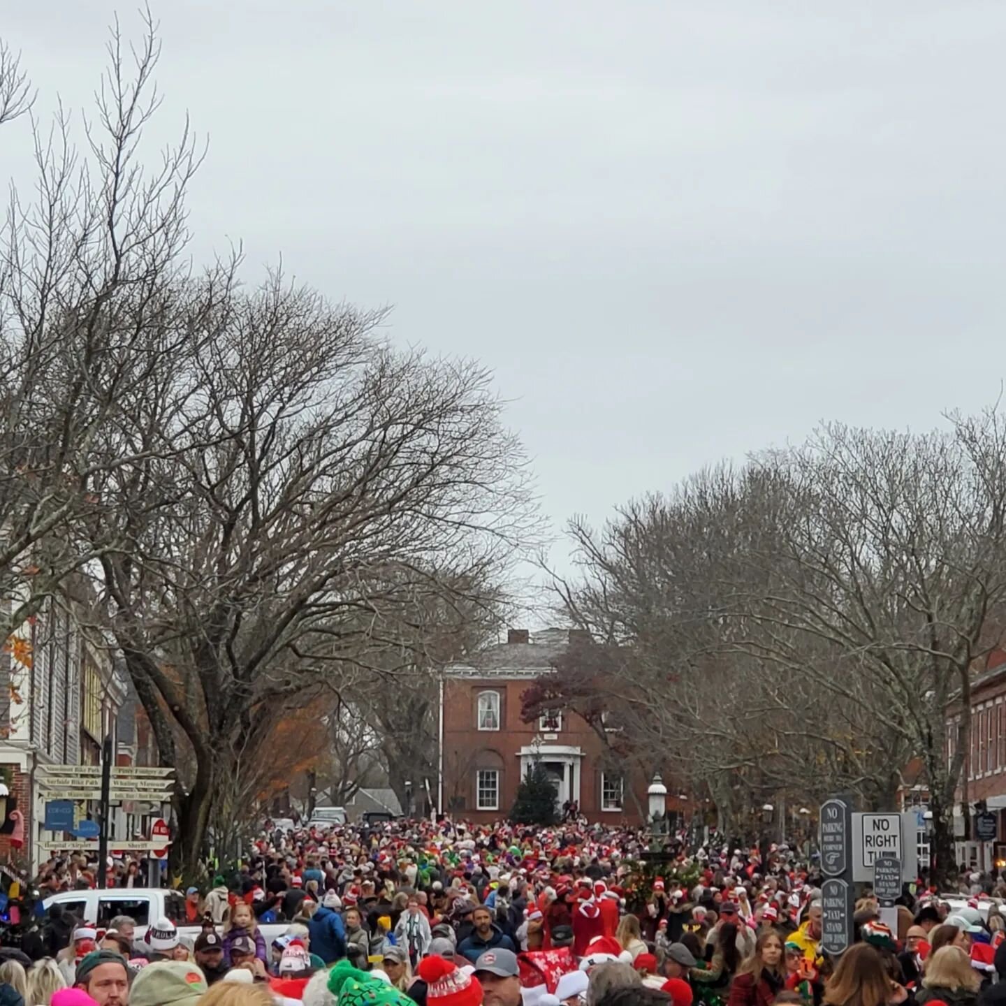 A few people on Main Street