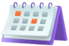 Purple desk calendar with a closed spiral binding