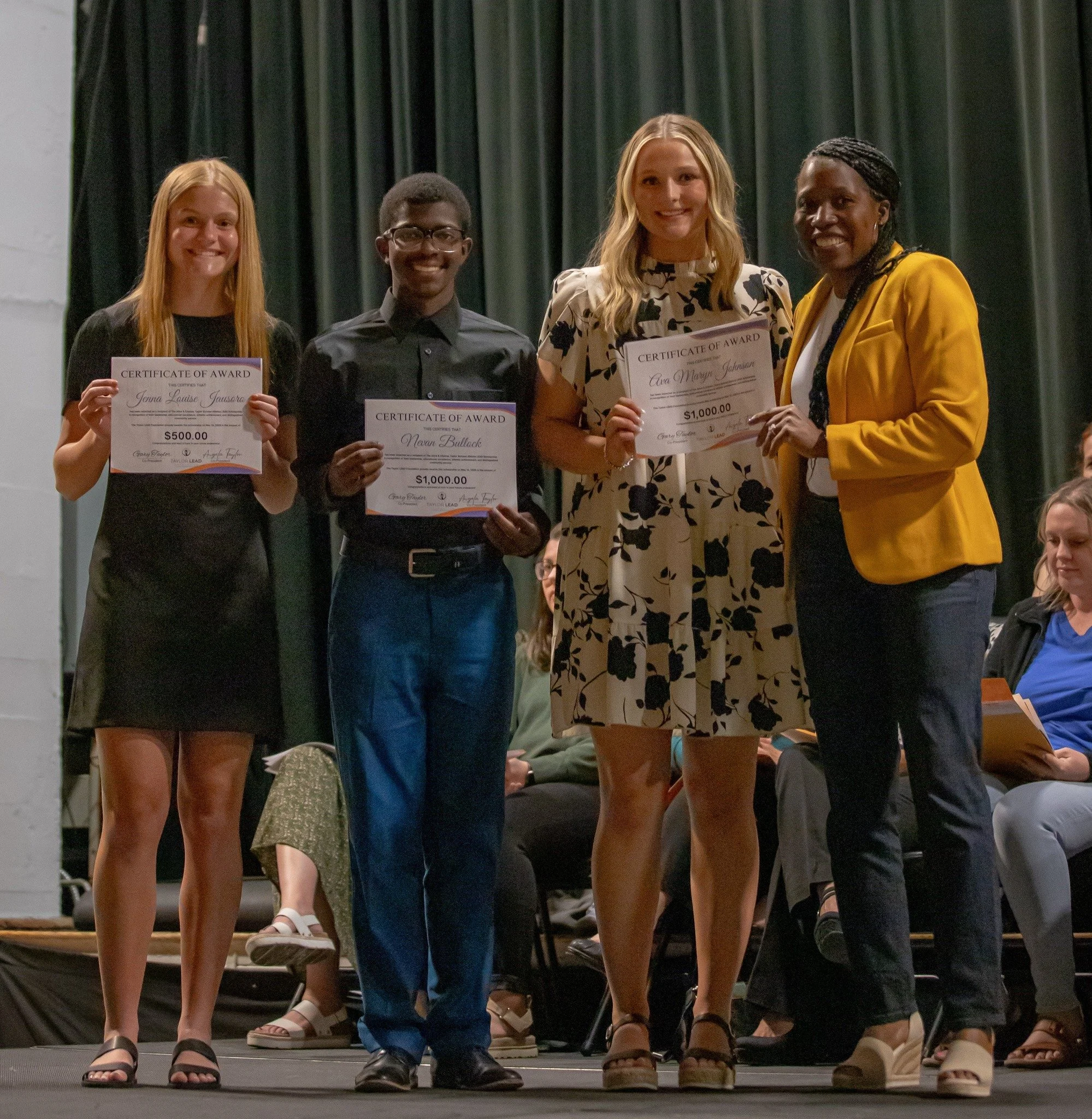 2025 Taylor LEAD Foundation Scholarship Recipients with Angela Taylor (Co-Founder)