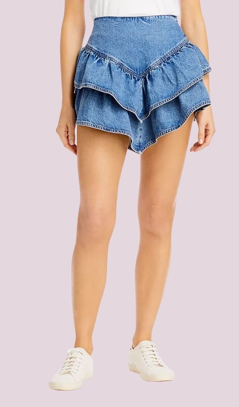 BlankNYC Tiered Denim Mini Skirt