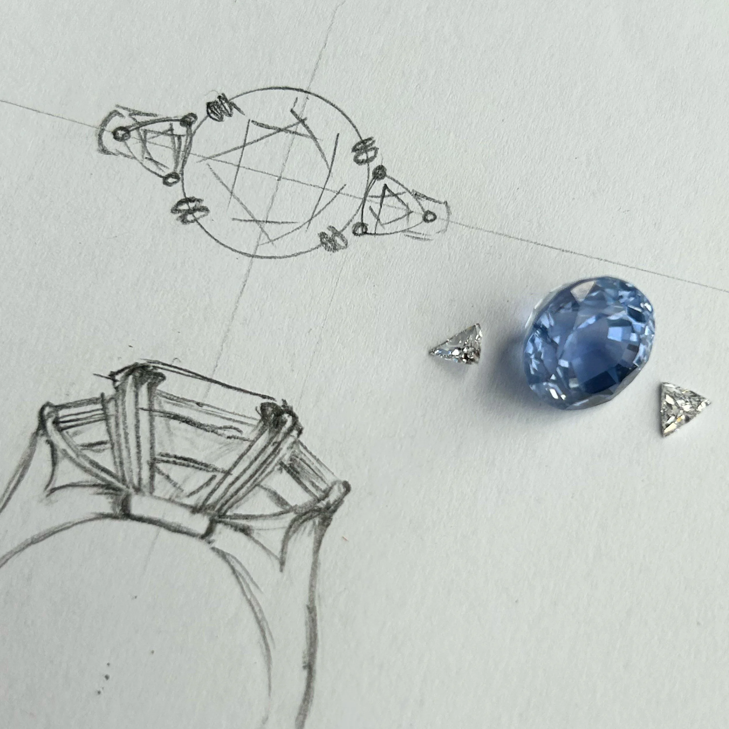 Scale design sketch before jewellery remodelling