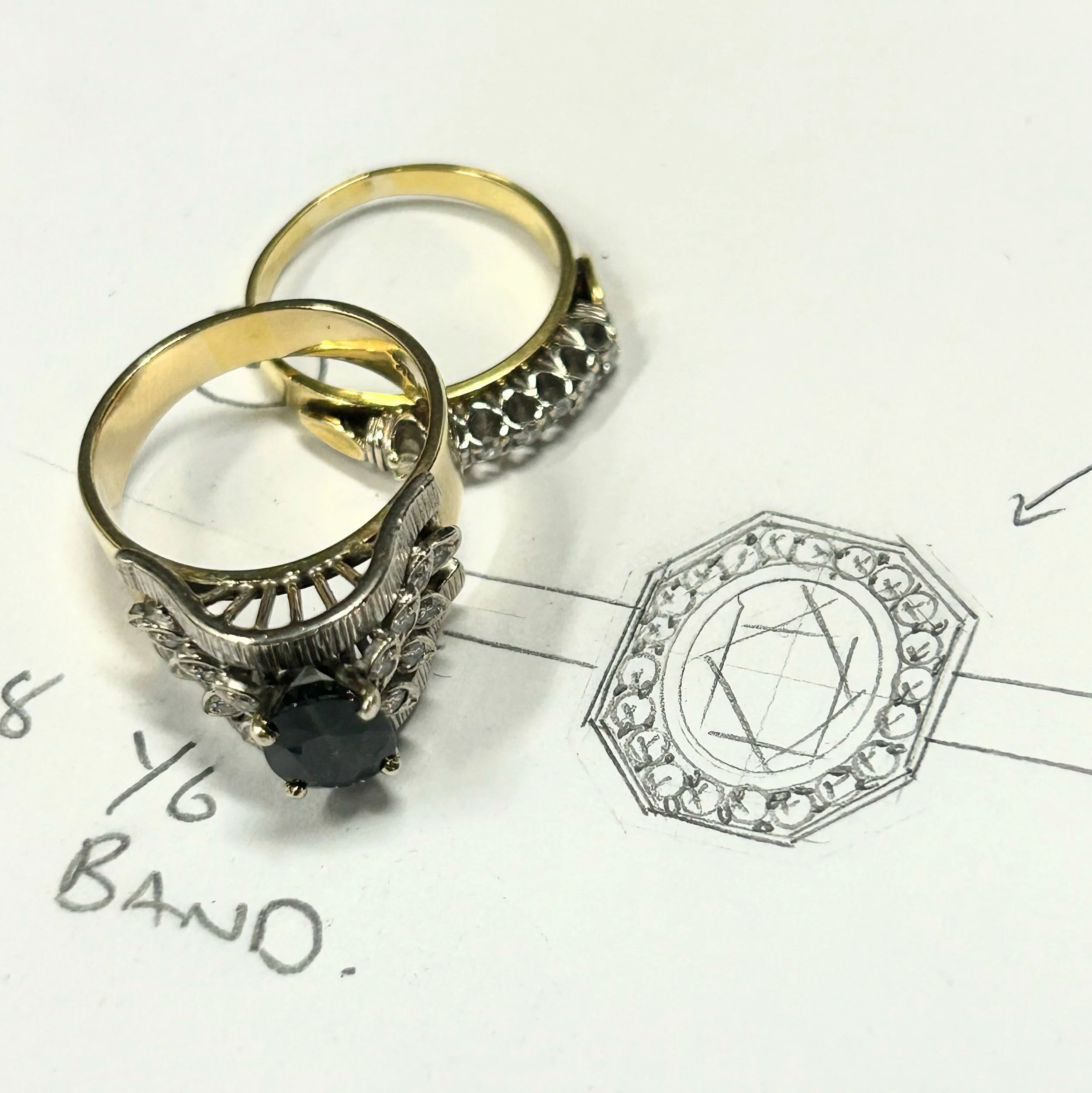 Jewellery remodelling before photo with design