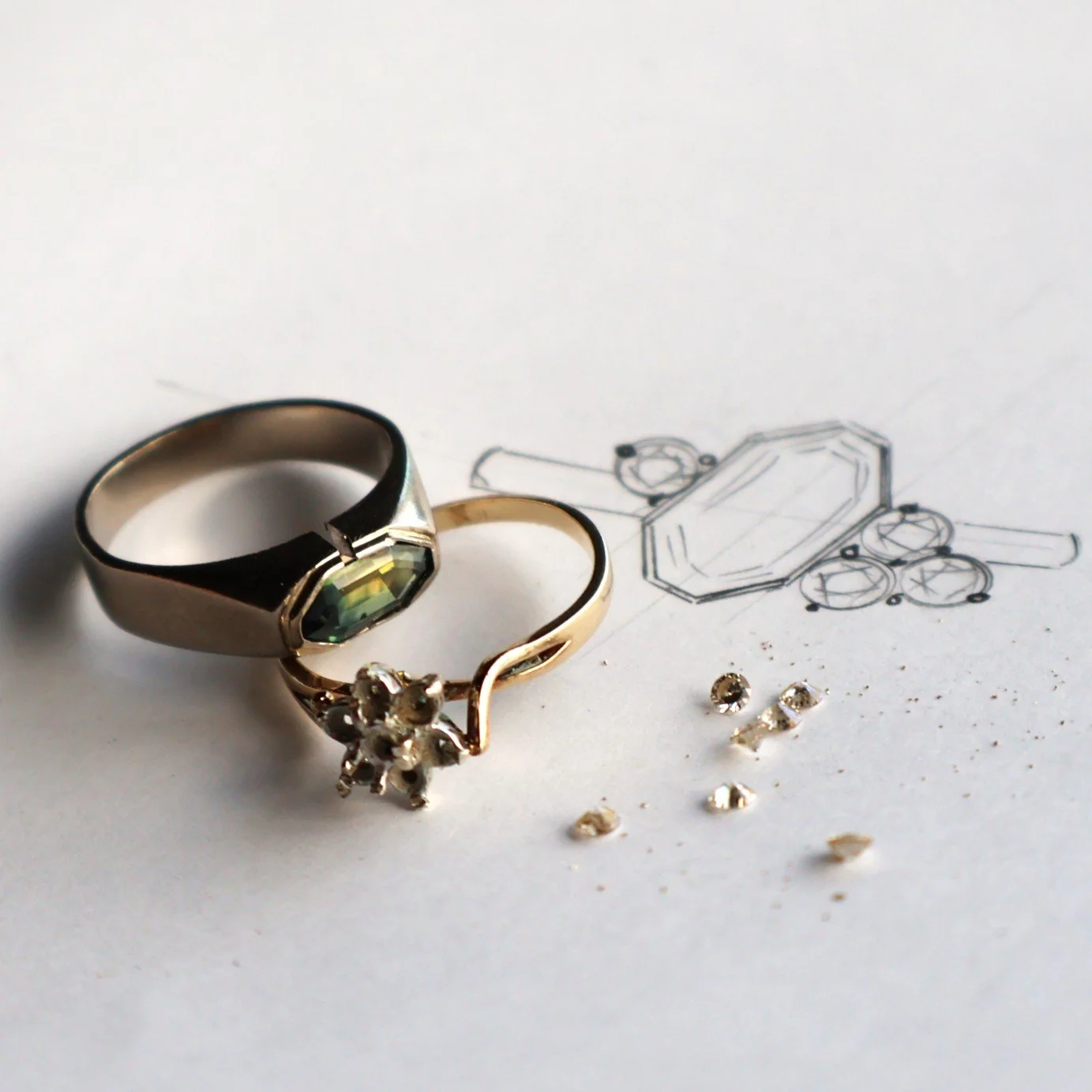 Sapphire ring remodel before