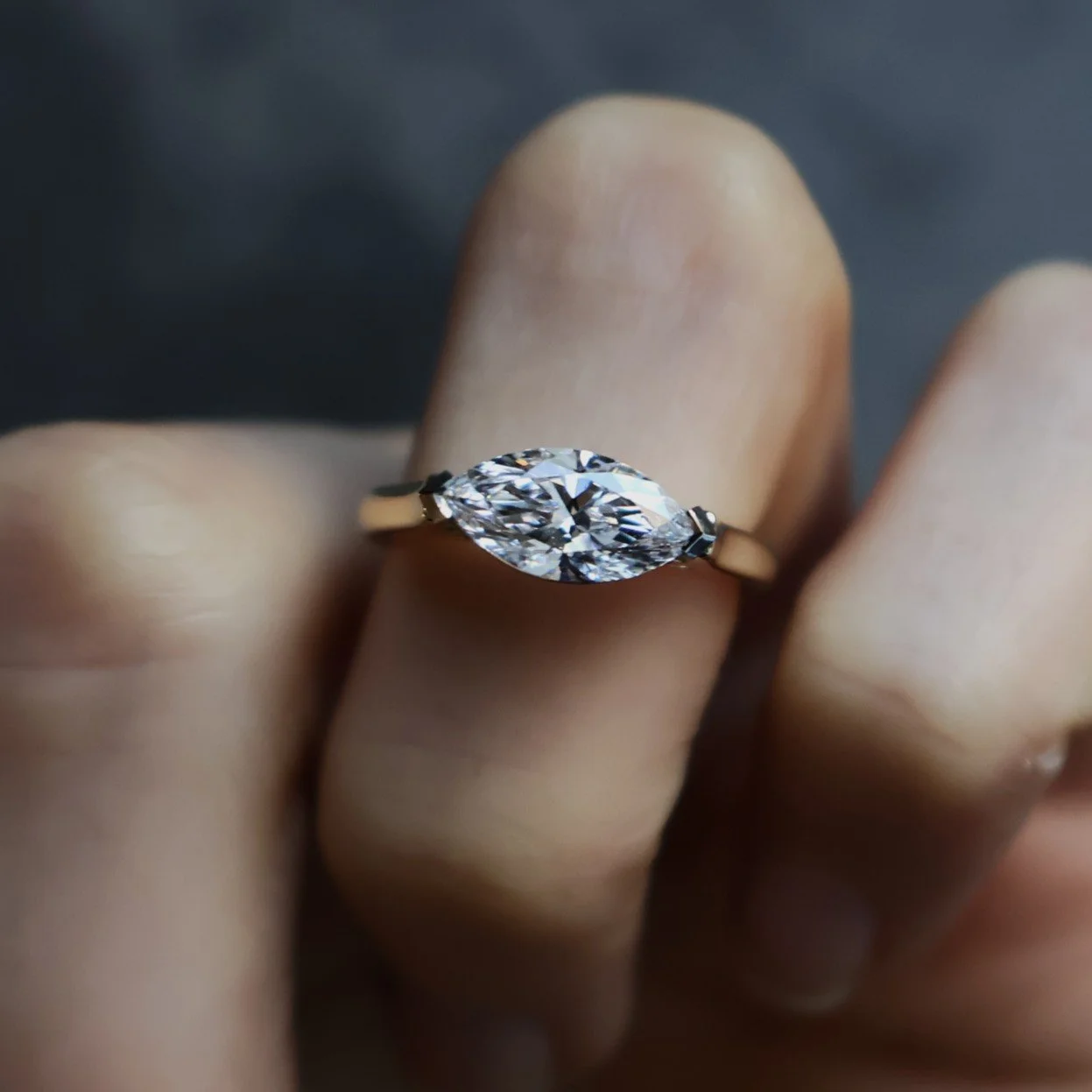 Diamond engagement ring east west pear marquise 