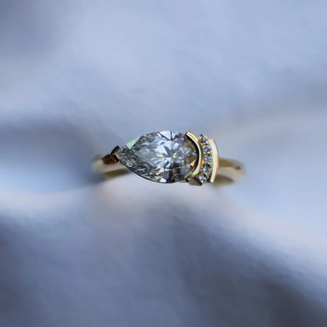 Designer modern art deco engagement ring, by Lisa Clune