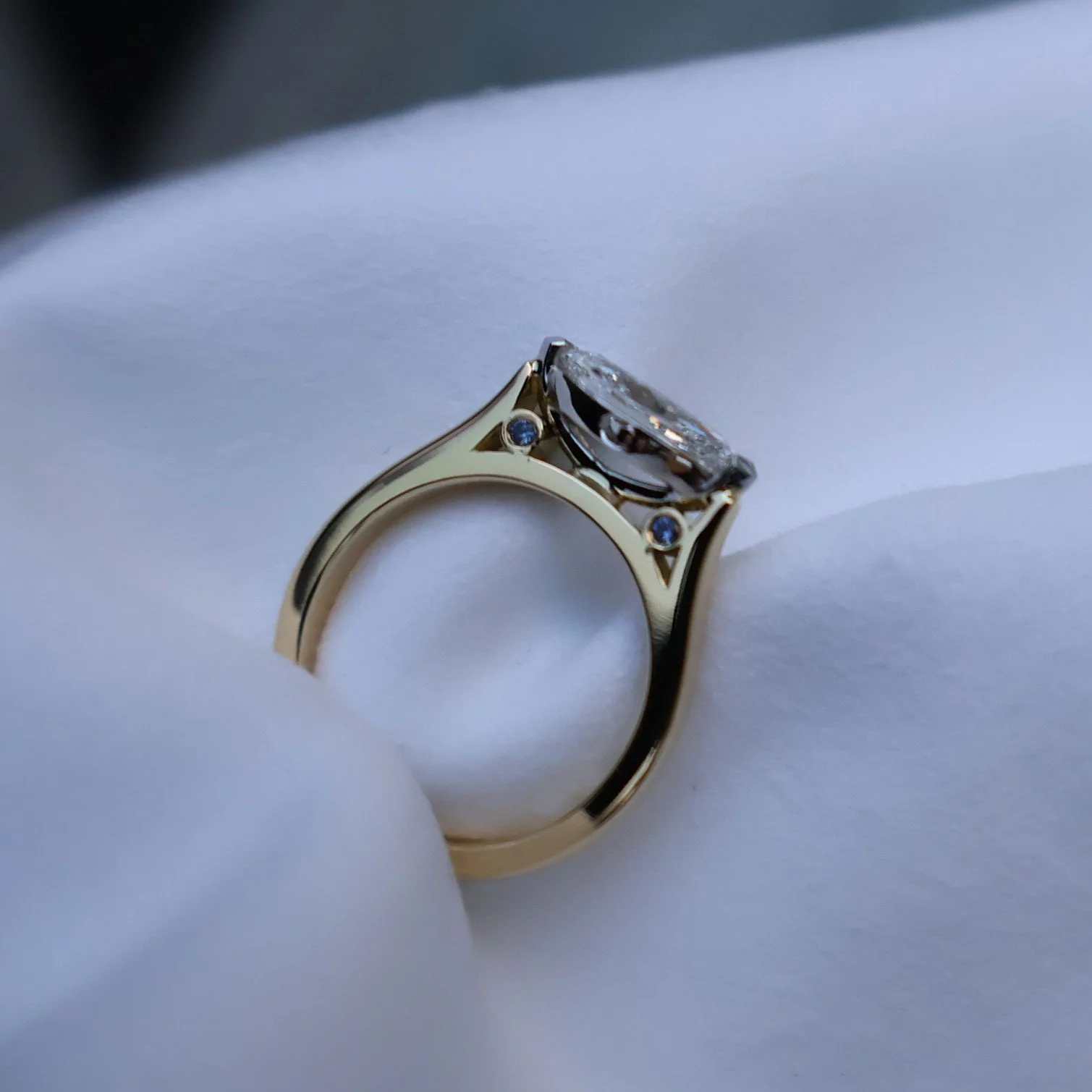 Marquise Diamond East West Solitaire V claw Cam 1-1 front view hidden gemstone.JPG