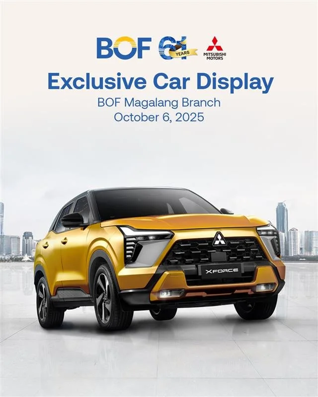 Experience the future of driving with the 2025 Mitsubishi Xforce! Visit us at the BOF Magalang Branch on Monday, October 6, 2025, for an exclusive preview of this bold and intelligent SUV engineered for performance, comfort, and style.

Test drive th