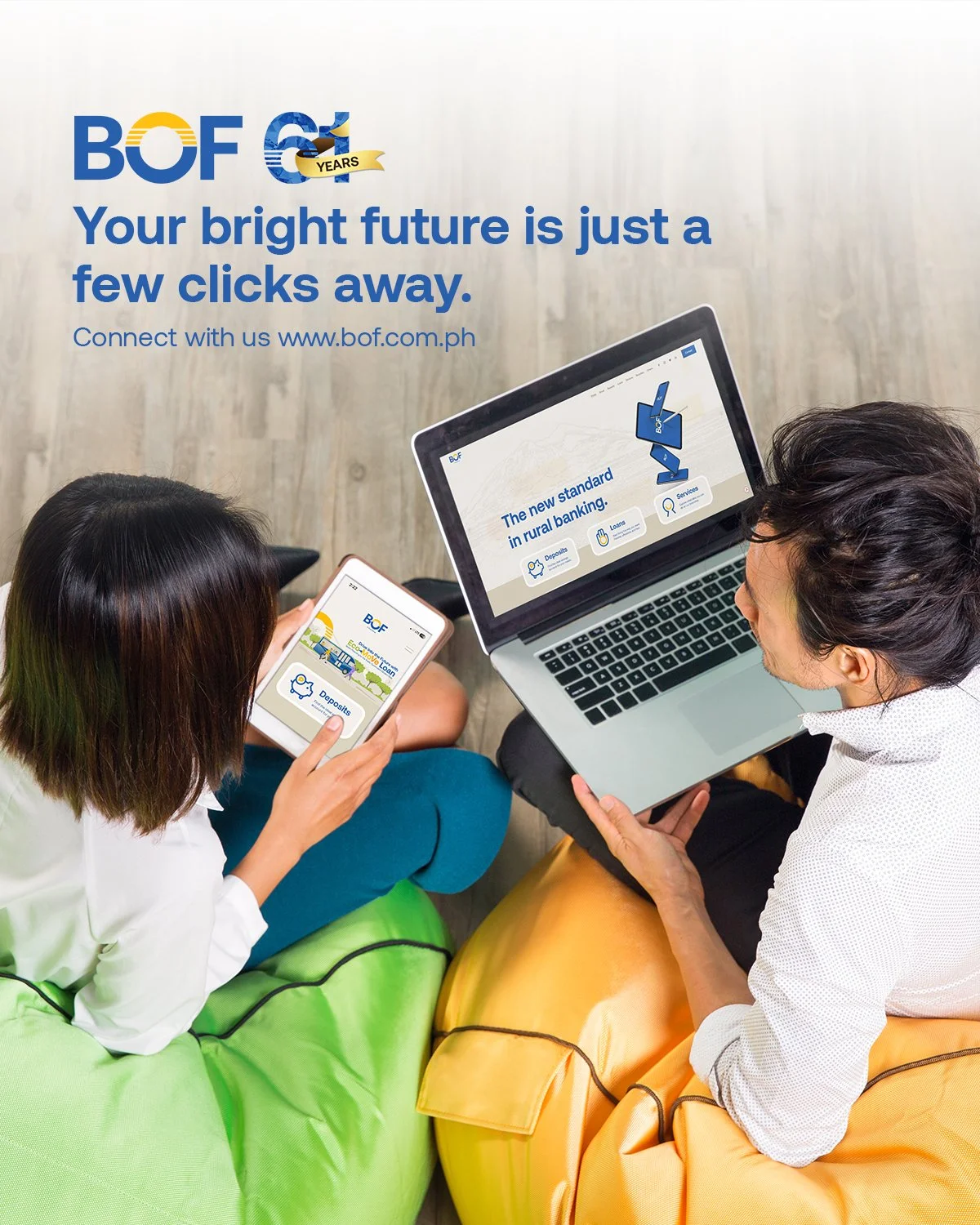 Where your needs meet personalized solutions, and your goals become our mission. 
Visit our website to know more: www.bof.com.ph 
 #BOF
BOF, Inc. (A Rural Bank) is regulated by the Bangko Sentral ng Pilipinas (www.bsp.gov.ph) and deposits are insu