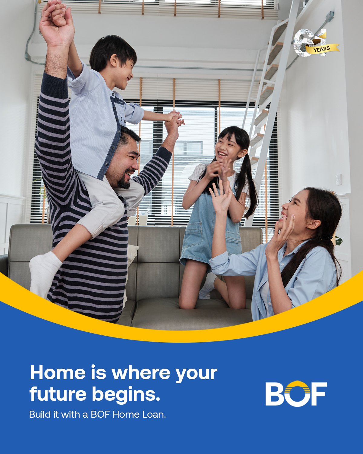 Home is where love grows and dreams begin. Give your family a secure start with a BOF Home Loan, where everyday moments become lifelong memories.

Apply for BOF Home Loan today.

#BOF

BOF, Inc. (A Rural Bank) is regulated by the Bangko Sentral ng Pi