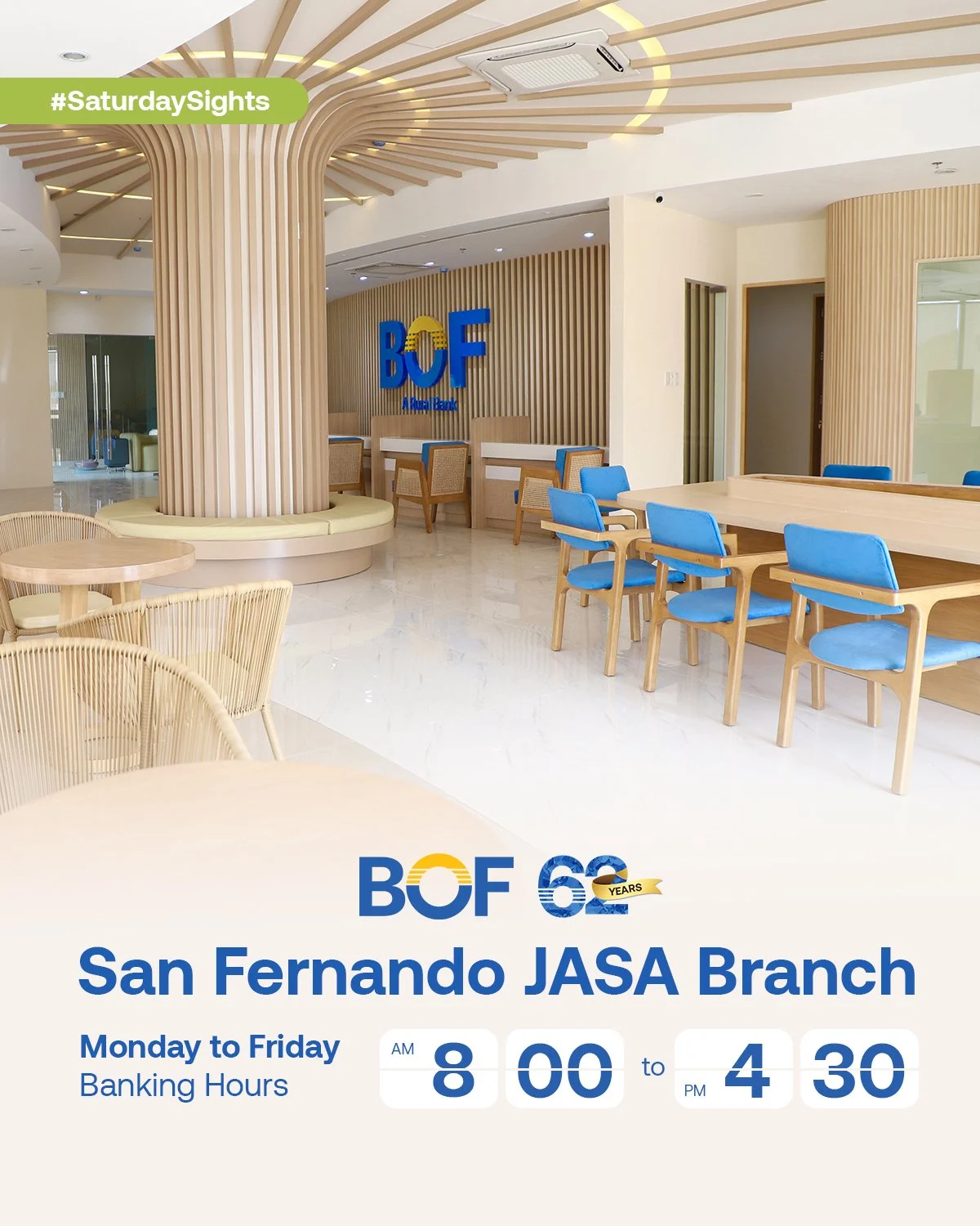 Kicking off our #SaturdaySights with our flagship location, San Fernando JASA Branch! Come visit and discover how BOF makes every transaction made simple and easy just for you.

Address: BOF Corporate Center, Jose Abad Santos Avenue, San Jose, City o