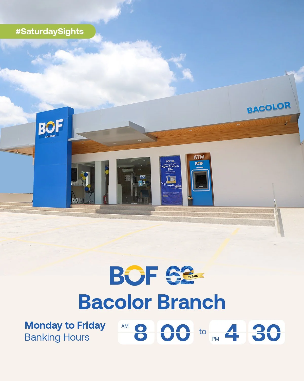 See this month's #SaturdaySights, the BOF Bacolor Branch! Come experience hassle-free banking, friendly faces, and the signature BOF service that keeps you moving forward.

Address: BOF Building, Cabambangan, Bacolor, Pampanga
Email: bacolor@bof.com.