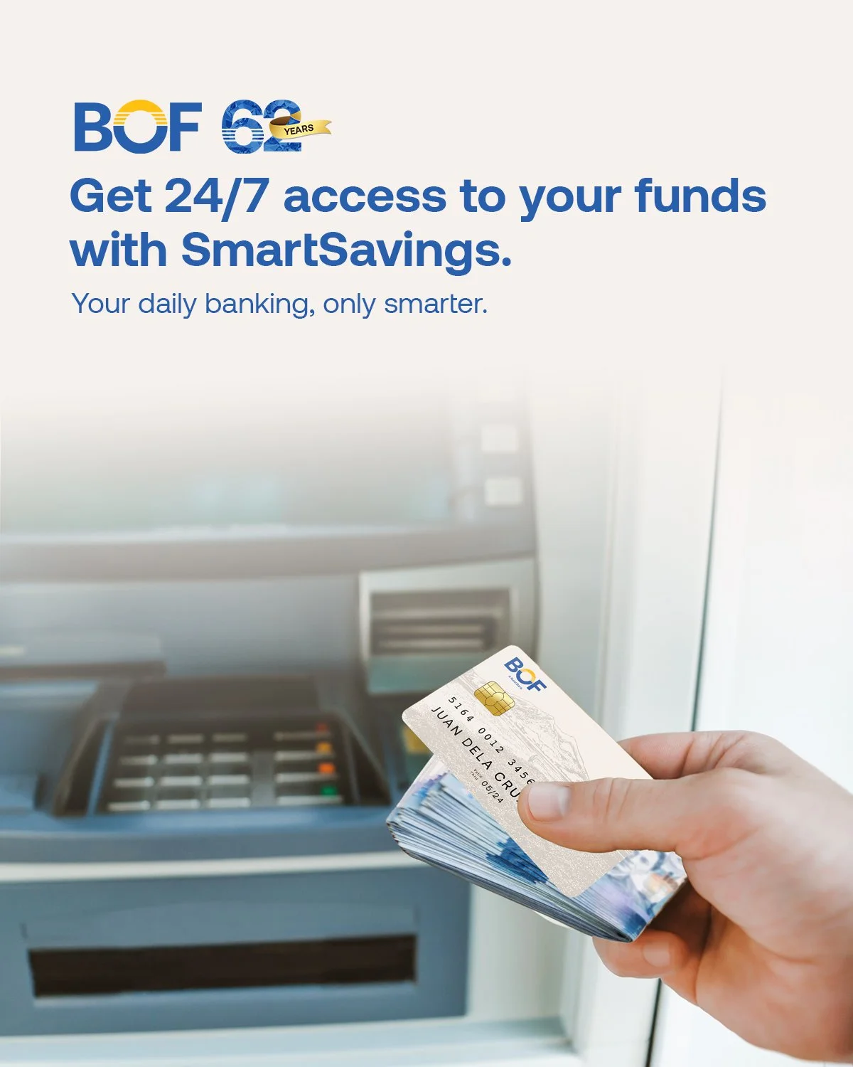Make every peso count! With SmartSavings, your money works smarter, moves faster, and stays ready for whatever comes next.

https://www.bof.com.ph/smartsavings 

#BOF

BOF, Inc. (A Rural Bank) is regulated by the Bangko Sentral ng Pilipinas (www.bsp.
