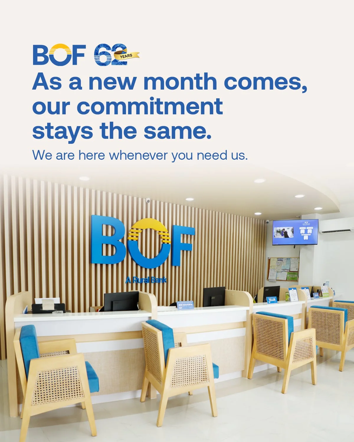 A fresh calendar page brings new opportunities to build what matters most. Move forward with confidence, with BOF as your trusted partner in achieving your goals.

https://bof.com.ph/branches

#BOF

BOF, Inc. (A Rural Bank) is regulated by the Bangko