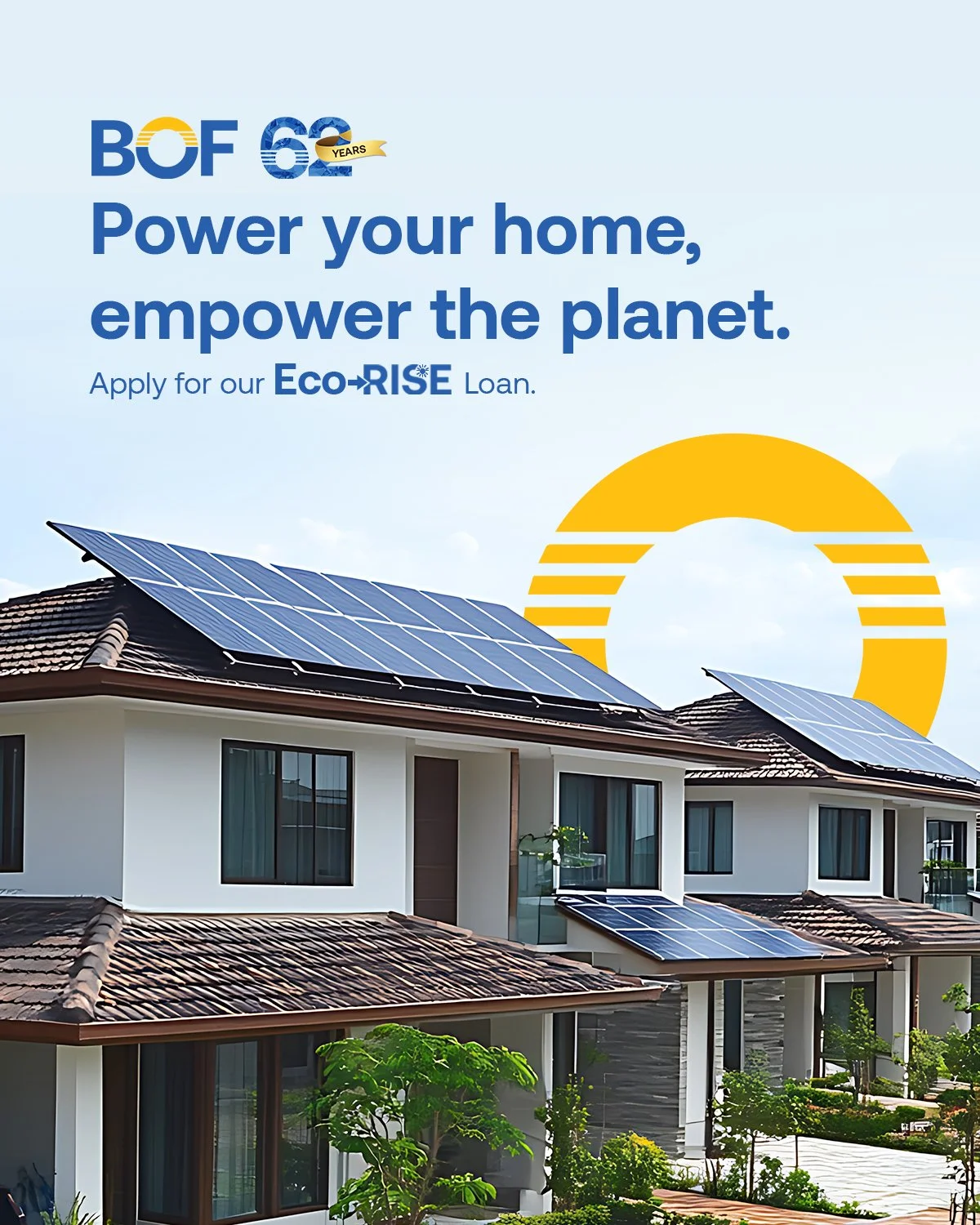 Turn the season&rsquo;s blazing heat into clean energy and lower bills with Eco-RISE. Let every sunny day work for you!

https://bof.com.ph

#BOF

BOF, Inc. (A Rural Bank) is regulated by the Bangko Sentral ng Pilipinas (www.bsp.gov.ph).

For inquiri