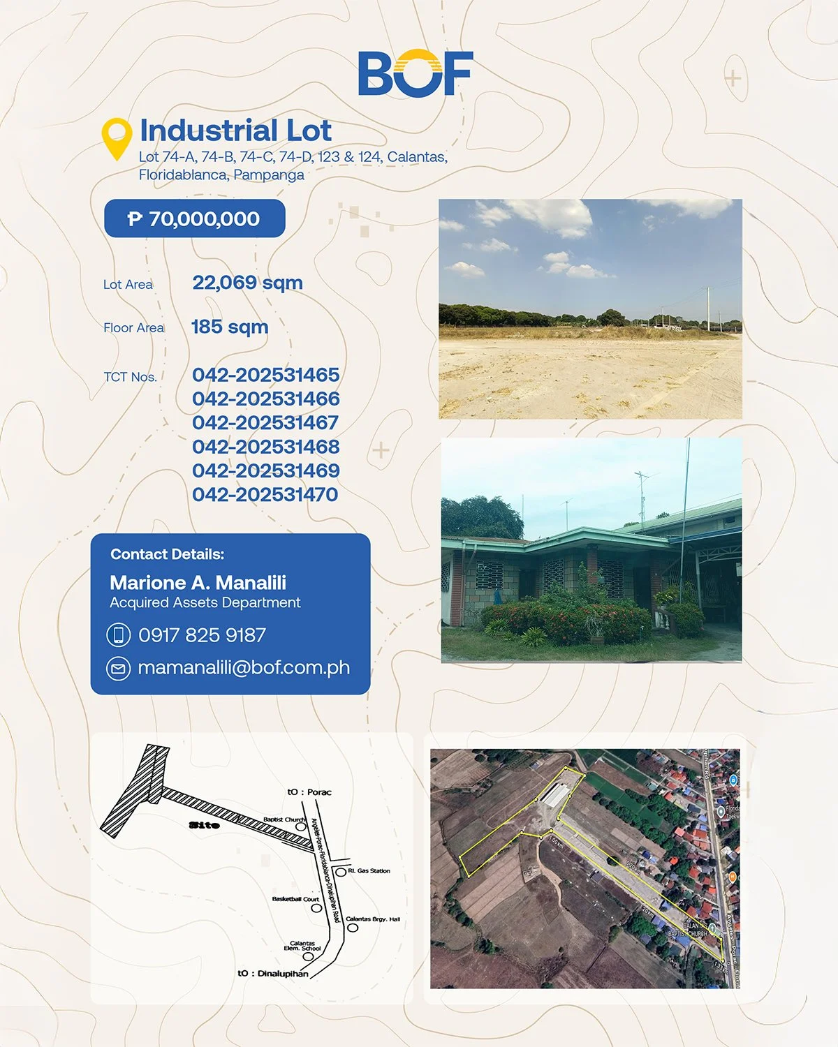 Whether you are looking for a secure place for your family to grow or a strategic space to expand your business operations, BOF's Acquired Assets are here to help you take that next big step toward success.

www.bof.com.ph/assets-for-sale

#BOF

BOF,