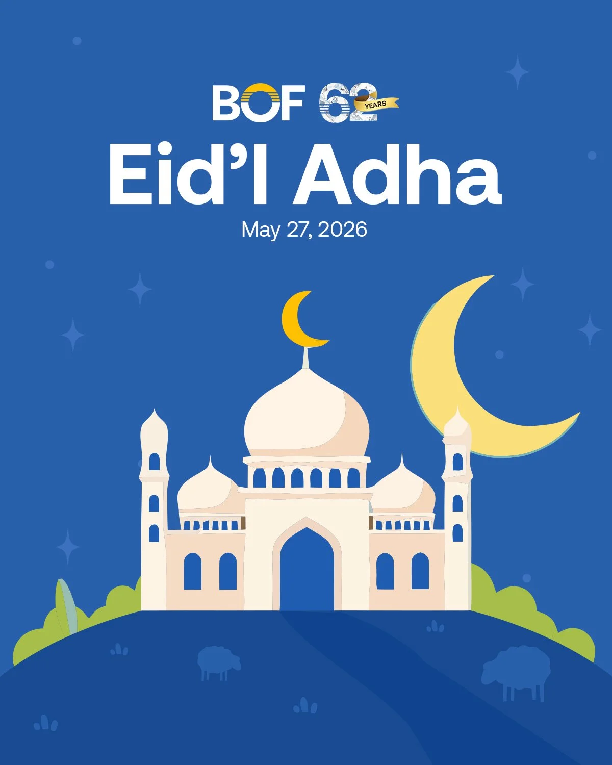As we celebrate Eid al-Adha, the Festival of Sacrifice, we are reminded that true faith is shown through compassion, generosity, and selfless giving. May this meaningful day bring peace, joy, and blessings to you and your loved ones.

https://bof.com