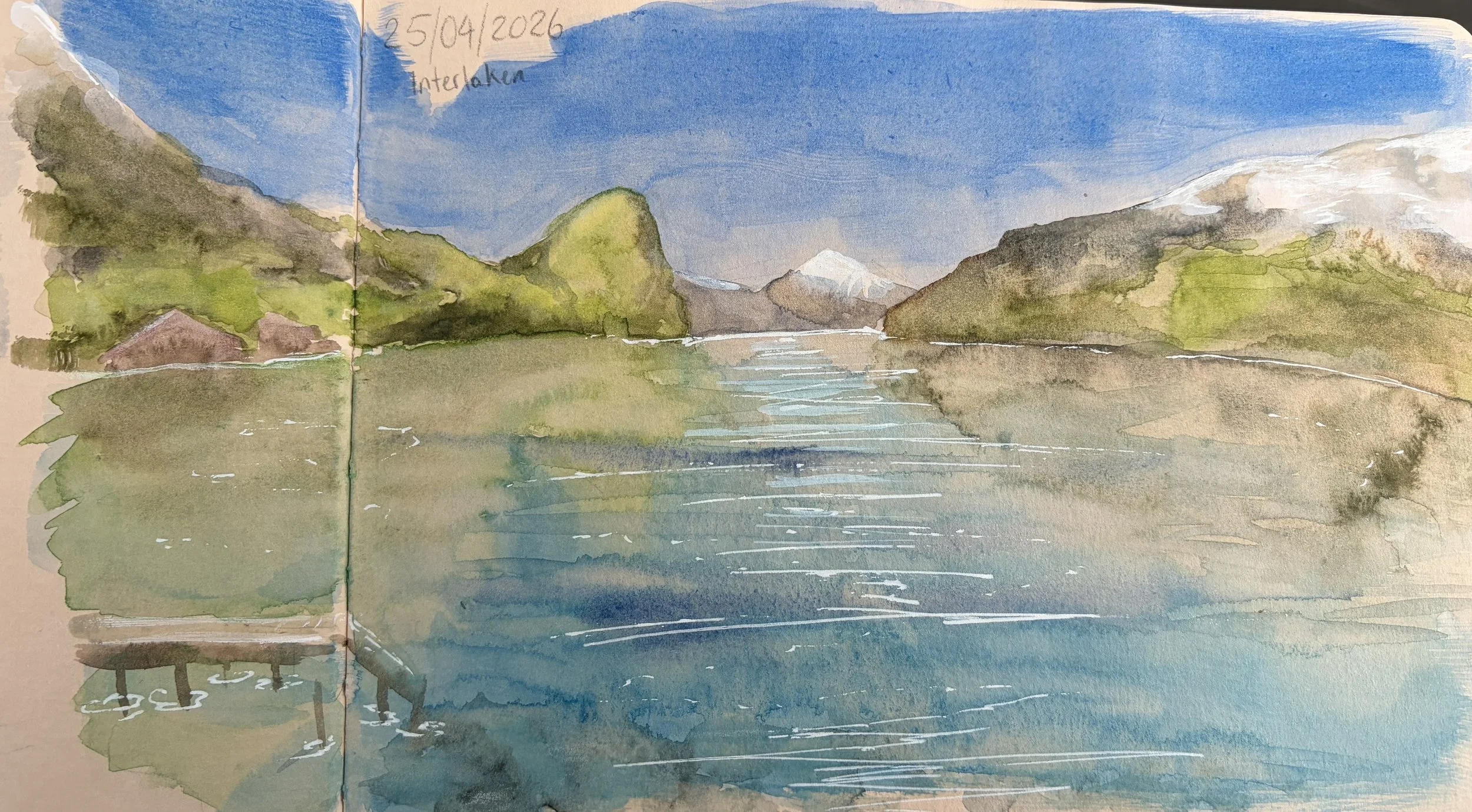 ‘Interlaken’ watercolour in sketchbook, 15 by 20cm, April 2026