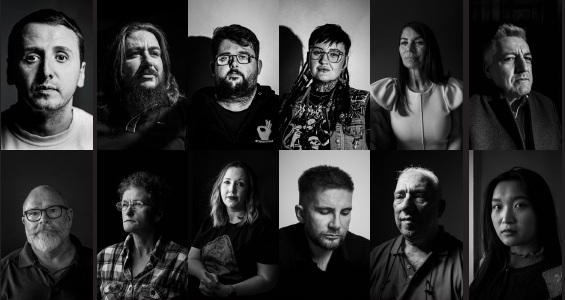 Grid of twelve black-and-white Victorious Voices portraits. Explore the survivors’ stories.