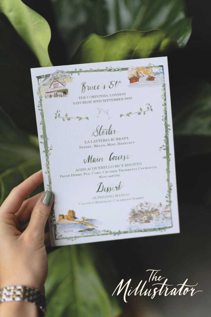 Brand identity designs for The Millustrator, encompassing logo, website mock-ups, and bespoke illustration-based branding.