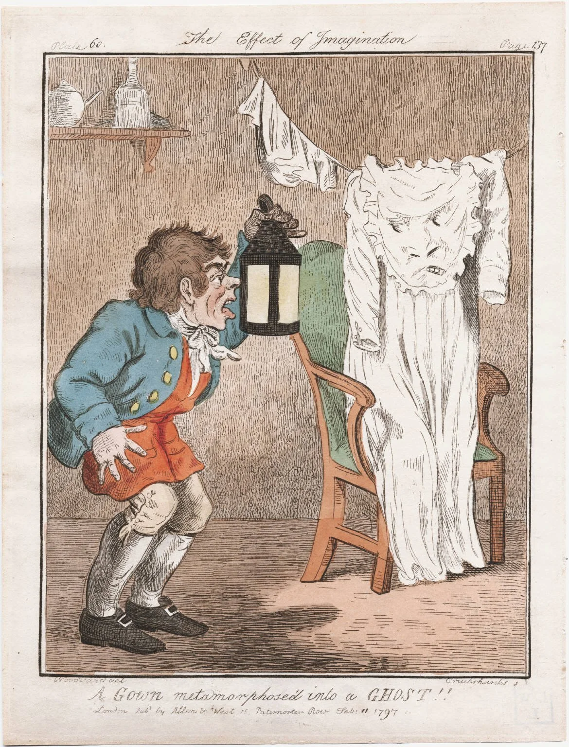 Detail, "A gown metamorphose'd into a Ghost!!", 1797, Isaac Cruikshank, London. Lewis Walpole Library, call # 797.02.11.02