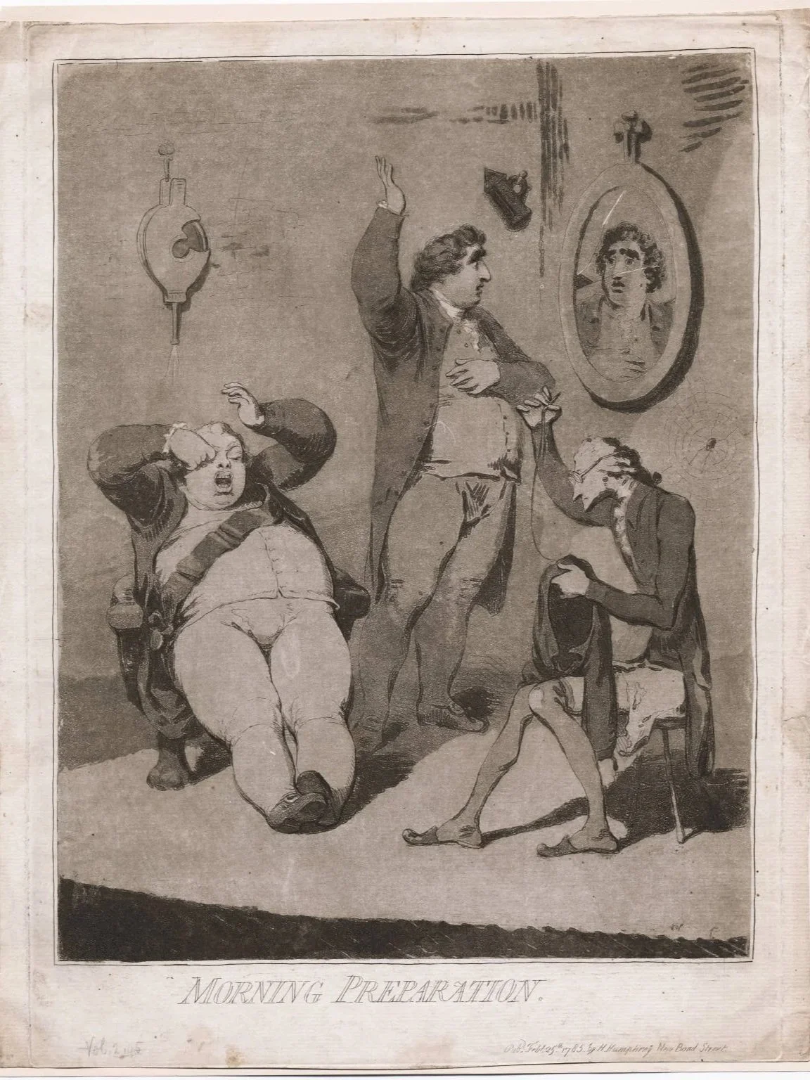 "Morning Preparation", by H. Humphrey, 1785, London. Lewis Walpole Library, #551953.