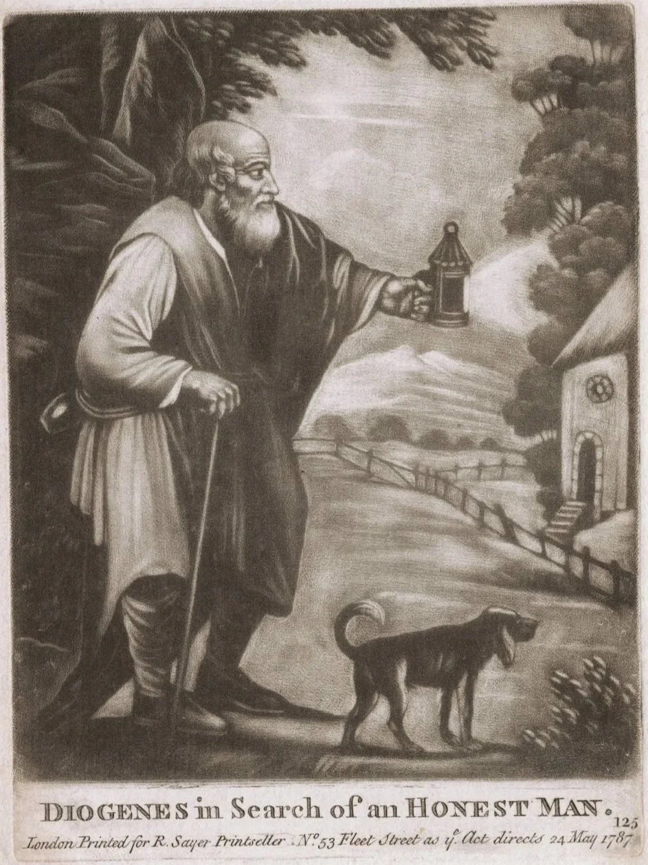 "Diogenes in Search of an Honest Man", London, 1787. Lewis Walpole Library.