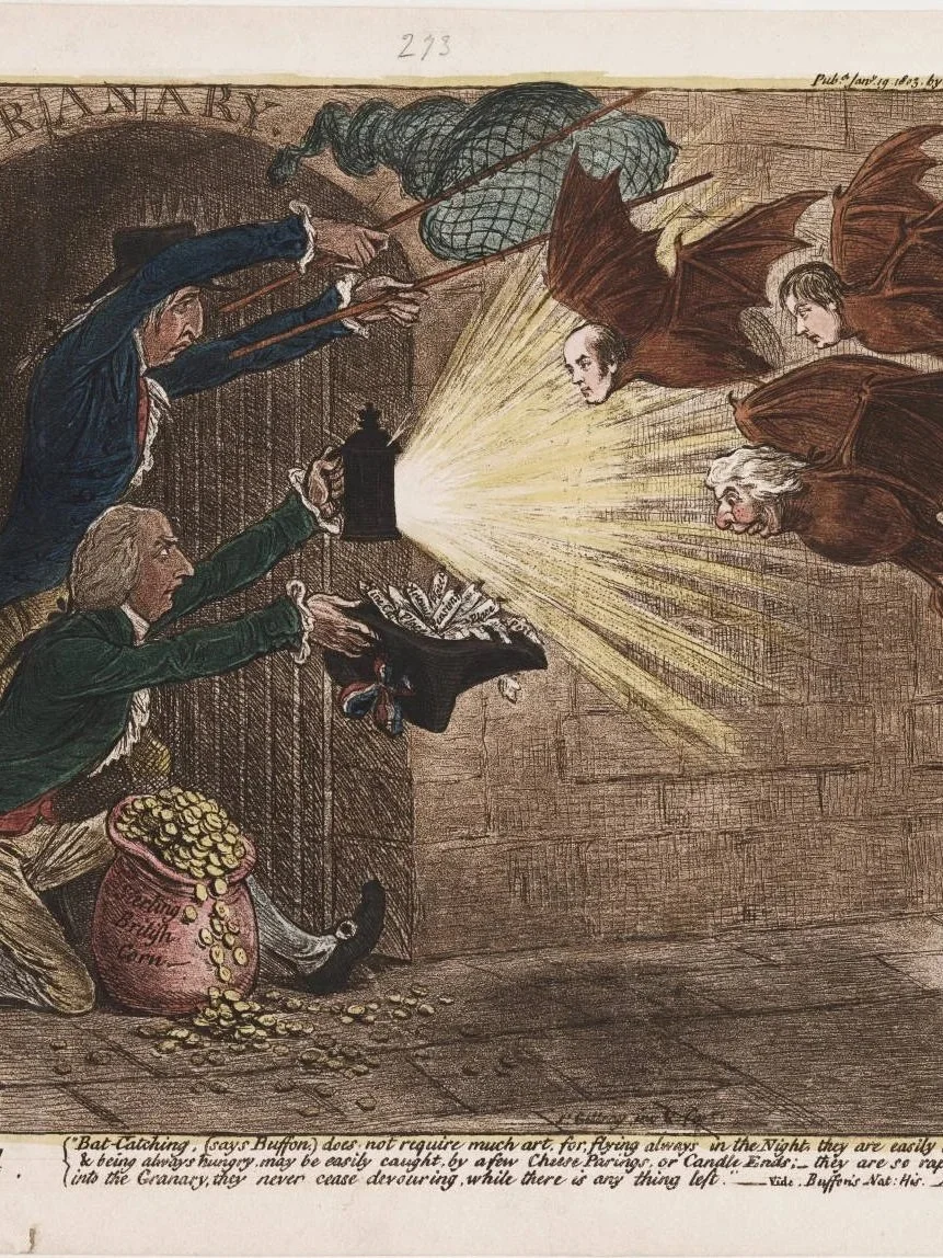 Detail, "Bat Catching" J. Gillray, London, 1803, Lewis Walpole Library, call #803.01.19.01+.