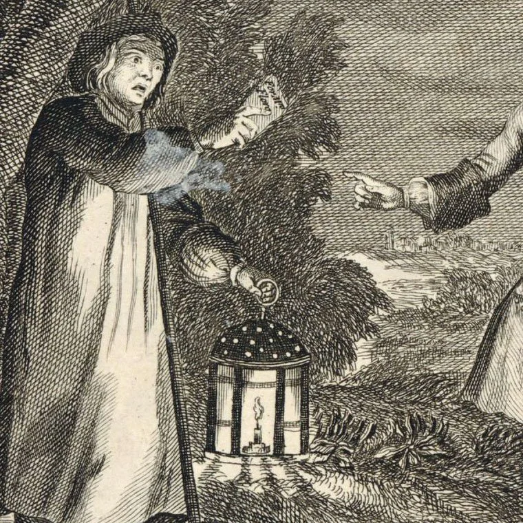 Detail, "Hob Carrying Mr. Friendly's Letter to Mrs. Flora", by Claude Dubosc, after John Laquerre, 1745. British Museum, #1877,1013.924.