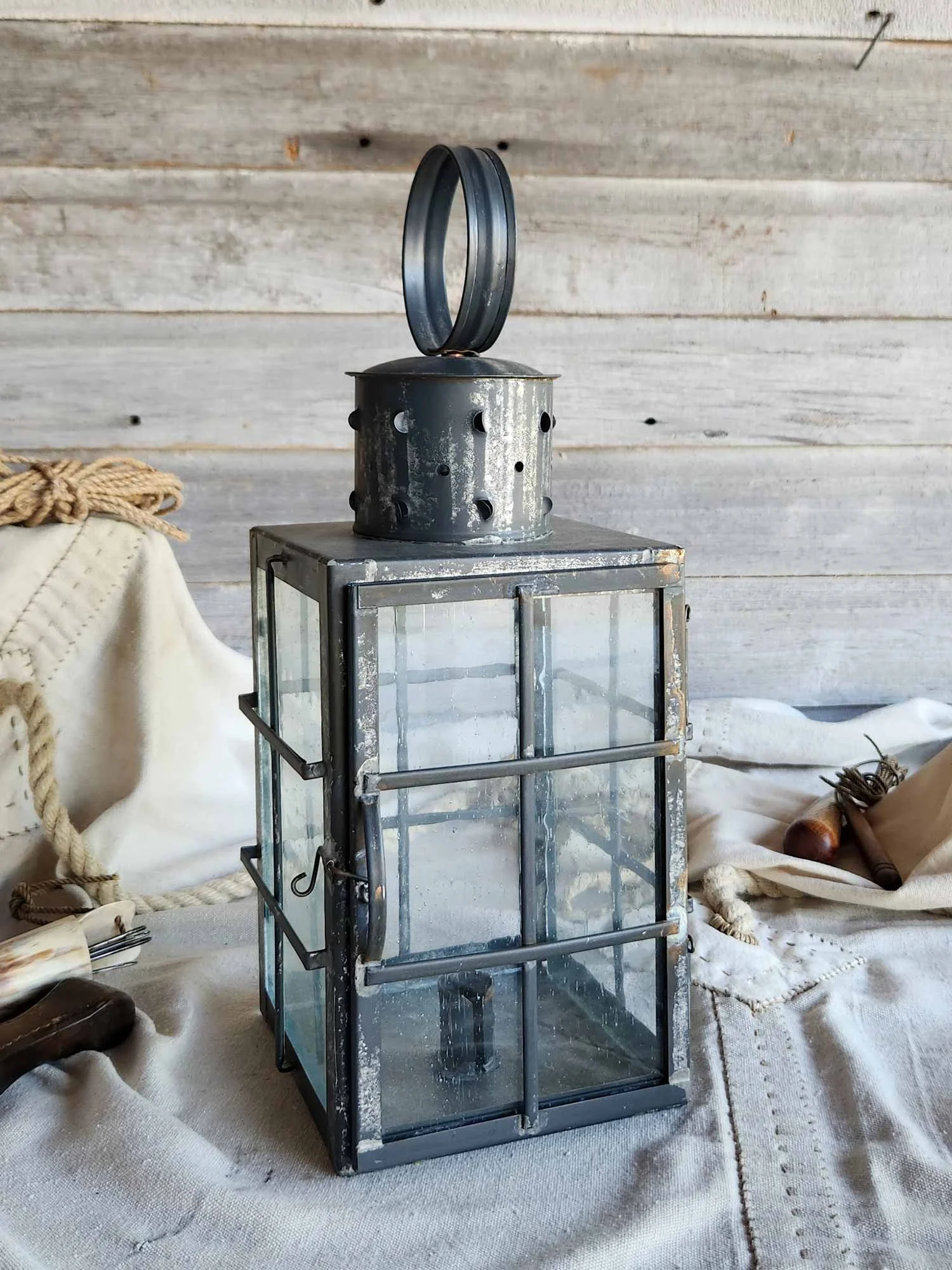 Square Ship Lantern - Antiqued
