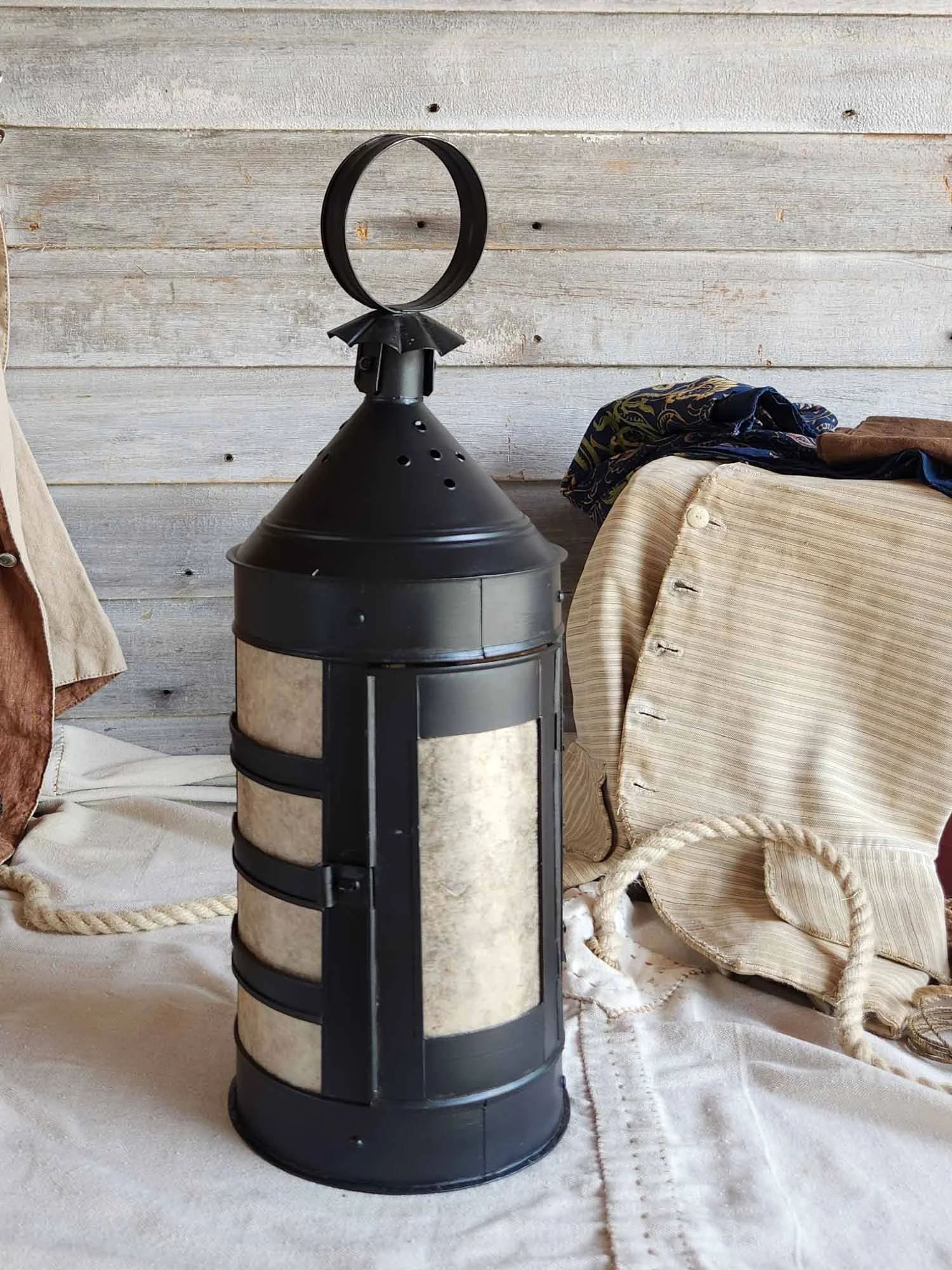 Black English Ship Lantern with lite panes