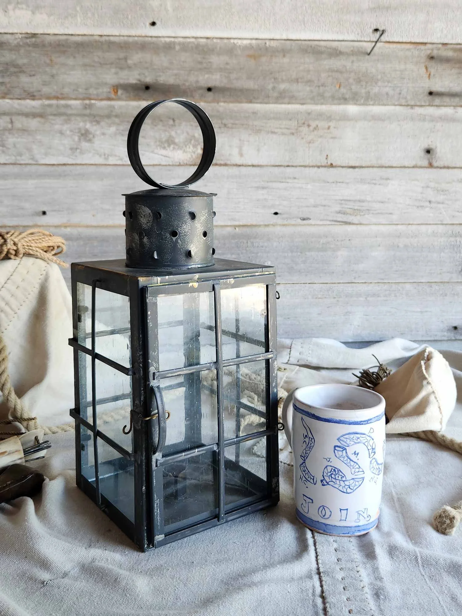 Square Ship Lantern - Antiqued