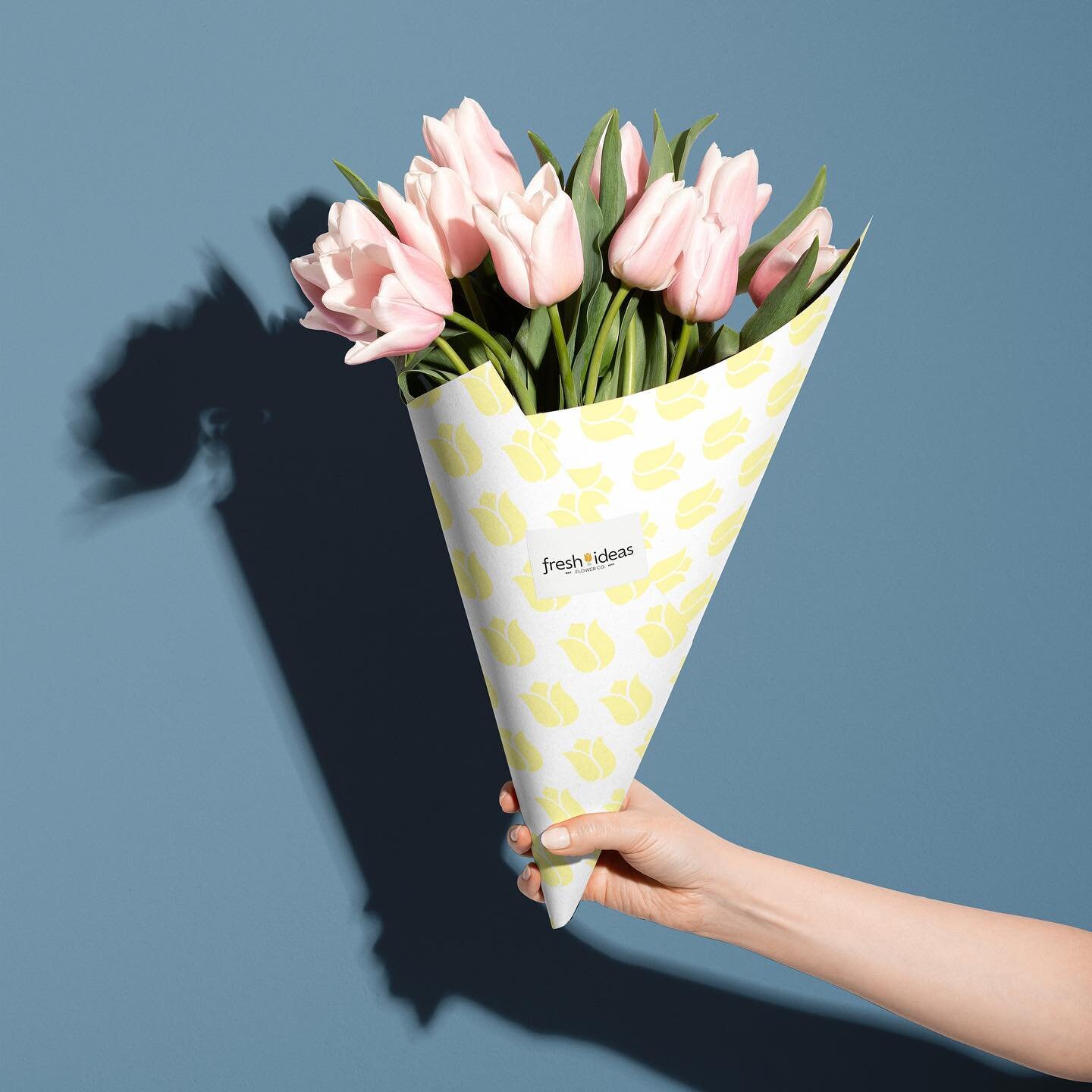 Rebrand and update for Fresh Ideas Flower Co. We updated the lightbulb 💡 flower logo and created a pattern with it that could be used for tissue paper around the flowers. 😍We also updated the color palette to be more fresh and choose more modern ty