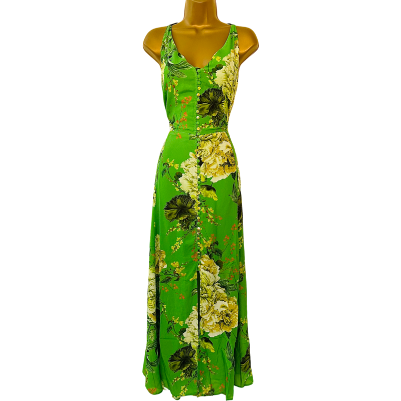KAREN MILLEN summer green and yellow floral maxi dress with strappy back   Jet Set Dresses