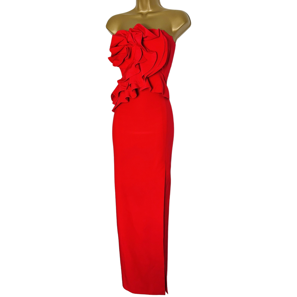 KAREN MILLEN vintage ruby red evening gown full length  Jet Set Dresses