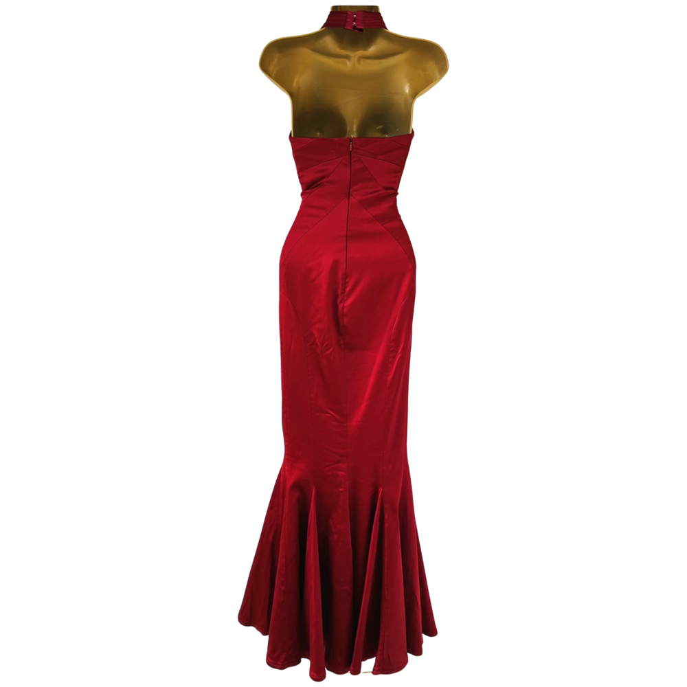 KAREN MILLEN full length evening gown in deep red  Jet Set Dresses