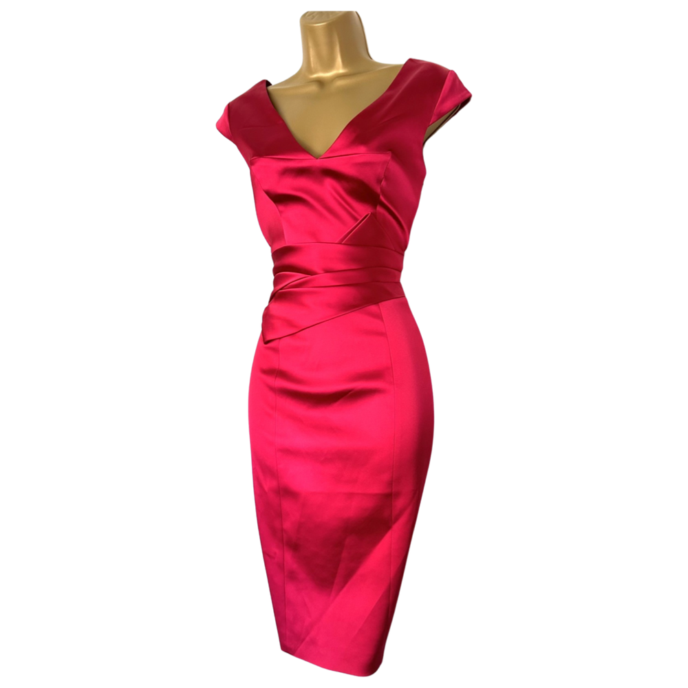 mesh bodycon dress midi Karen Millen Pink Taffeta One Shoulder Tailored Rosette Drape Mini Dre   Reliked