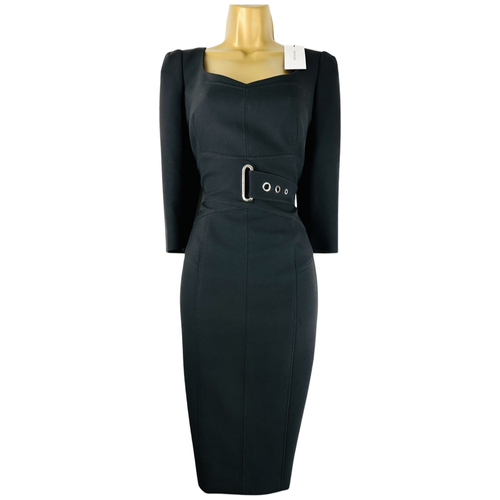 KAREN MILLEN black pencil dress with belt detail  Jet Set Dresses