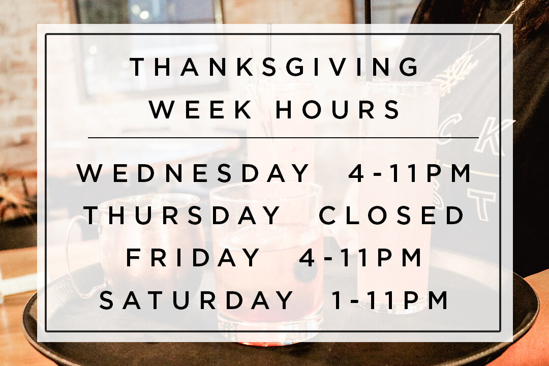 Join us for cocktails on Thanksgiving eve this Wednesday at Black Frost. We will be closed Thanksgiving day, and back to our regular hours on Friday and Saturday. 

#cocktails #thanksgivingeve #Thanksgiving #Friendsgiving #whiskey #bourbon #gin #vodk